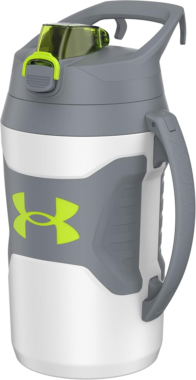Under Armour Sports Water Jug, 64oz Insulated Water Bottle w/Handle, Half Gallon, Fence Hook, Leak Resistant, Baseball, Football & More