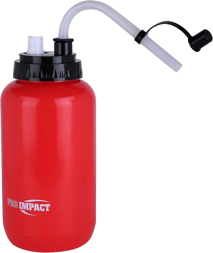 Pro Impact Squeezable Water Bottle with Bendable Long Straw and Spray cap - LDPE BPA Free Plastic - Hydration for Baseball Hockey Gym MMA Yoga Boxing Cycling Softball Football Lacrosse (35.5 Oz.)