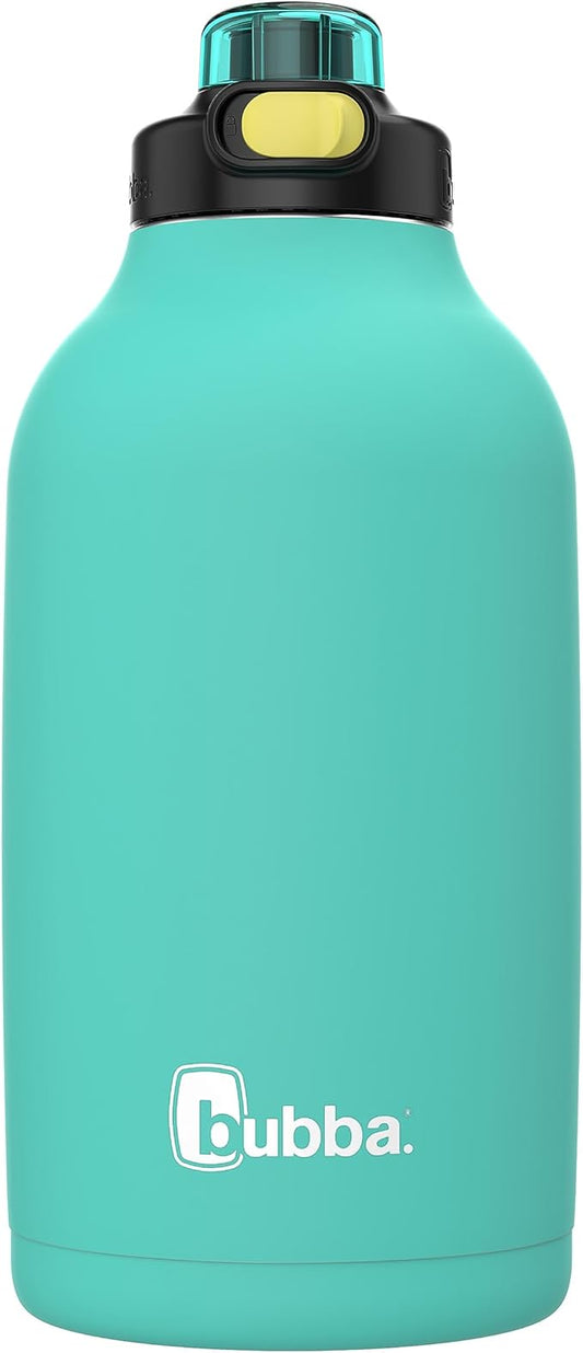 Bubba Radiant Stainless Steel Simple-Lid Rubberized Water Bottle, Island Teal, 64oz.