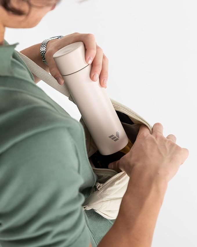 Mini Stainless Steel Water Bottle 14oz - Non-insulated | Designed for Bags | Slim, Lightweight & Stylish – Desert Beige