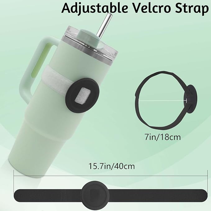 Watter Bottle with Magsafe Phone Holder, Magnetic Holder Adjustable Strap Compatible with Stanley Tumbler Cup Owala 32oz for iPhone Android Devices 2x Metal Iron Ring (Black)