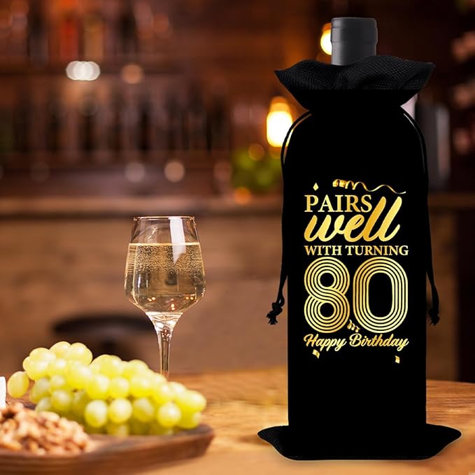 80th Birthday Gifts Wine Bag Congratulations Gifts for Women Men Parents Mom Dad Anniversary Favors 1944 Birthday Wine Gift Bag