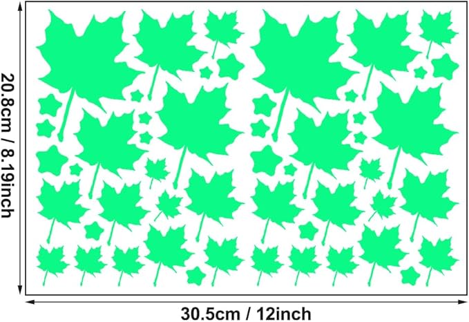 Glow in the Dark Leaf Wall Stickers for Home Sweet Home,60pcs PET Plant Wall Stickers for Bedrooms, Leaf Stickers wall decals for Boys and Girls Room, Cute Plant Decals Stickers for Room Walls(Leaf 4)