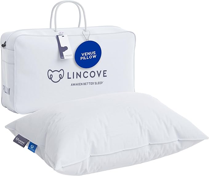Lincove 100% European Down Venus Pillow – German Down 600 Fill Power, 400 Thread Count Shell, Made in Canada, | Luxe Collection, 24"x24"