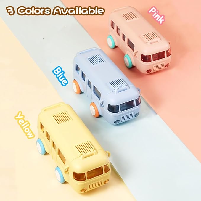 Bus Water Bottle Car Straw Water Cup 17oz Portable Bus Shaped Water Bottle with Strap Cute Drinking Jug with Wheels Leakproof for School, 8IZPNS11C351U00RL967TDBA, Pink