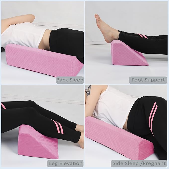 Side Wedge Pillow for Sleeping, Body Positioner for Back, Body Wedge Pillow for Side Sleeping, Body Position Side Wedge Pillow,Back Wedge Pillow for Side Sleepers (Pink-Checker)