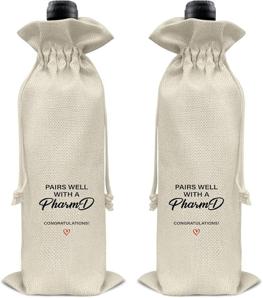 HOIJAUMAI PharmD Graduation Gift Doctor of Pharmacy Graduation Gifts Doctor of Pharmacy Graduation Wine Bag Pairs Well with a PharmD Wine Gift Bags for Women Men