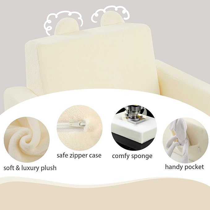 MeMoreCool Folding Toddler Chair, Cmofy Plush Fold Out Kids Couch Sofa, Convertible Kid Sofa Bed, Flip Out Baby Recliner for Toddlers 1-3 Girls Boys