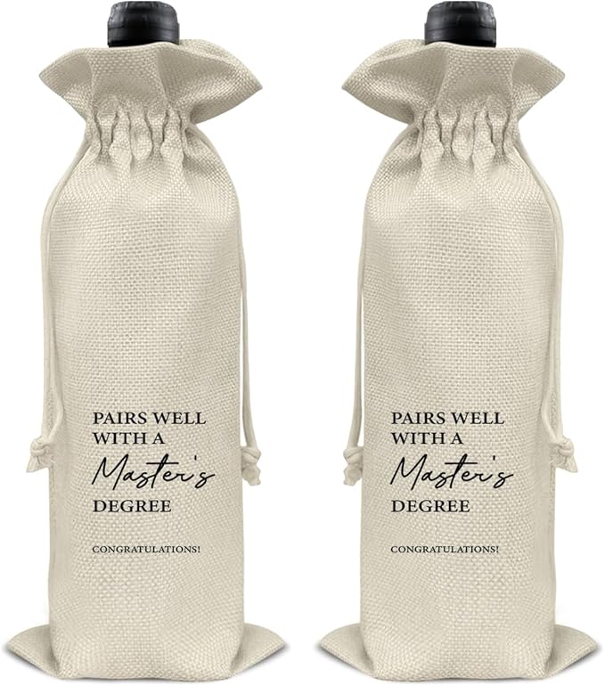 HOIJAUMAI Masters Degree Graduation Gift Masters Graduation Gift Graduation Wine Bag Pairs Well with a Master's Degree Wine Gift Bags for Women Men