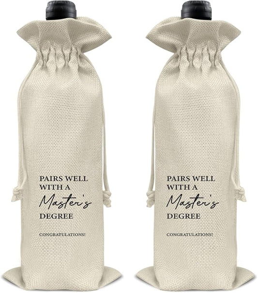 HOIJAUMAI Masters Degree Graduation Gift Masters Graduation Gift Graduation Wine Bag Pairs Well with a Master's Degree Wine Gift Bags for Women Men
