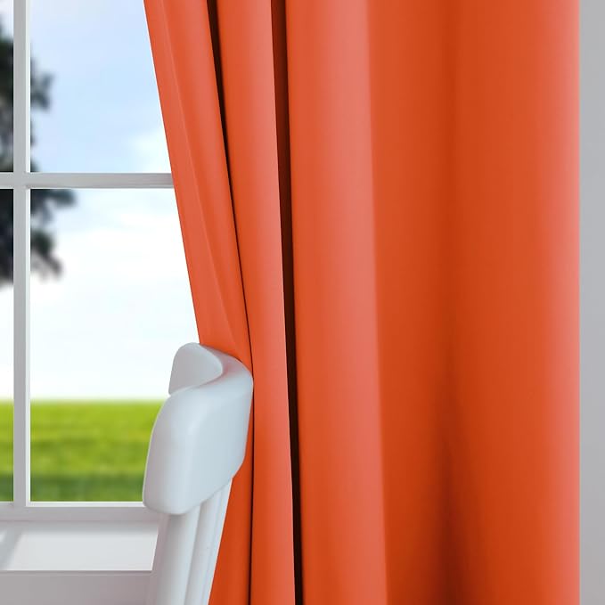 Mrs.Naturall Orange Curtains 84 Inch Length 2 Panels Set for Fall Living Room,Blackout Room Darkening Curtains 84 Inches Long for Bedroom