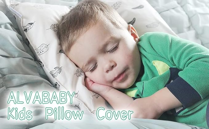 ALVABABY Toddler Pillow Cover Fits 13 x 18,12x 16 Kids Pillow 2 Pack Cotton Sleep Travel Pillowcases with Envelope Baby Children Pillowcase for Boys Girls Sleep and Dream