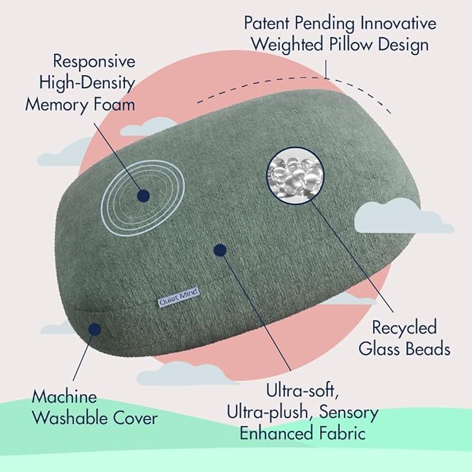 Quiet Mind The Original Weighted Pillow for Adults & Kids - (Large, Chili Oil, 12 lbs) - Weighted Body Pillow - Alternative to Weighted Blanket - Enhanced Deep Sleep and Stress Relief - Hug Pillow