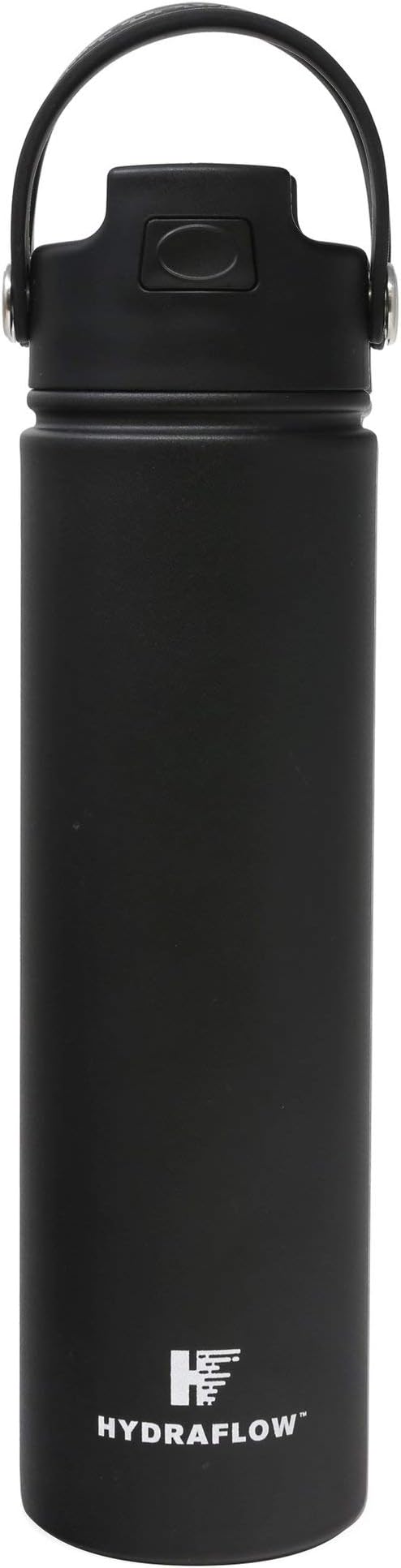 Hydraflow Hybrid - Triple Wall Vacuum Insulated Water Bottle with Flip Straw (25oz, Powder Black) Stainless Steel Metal Thermos, Reusable Leak Proof BPA-FREE for Sports and Travel