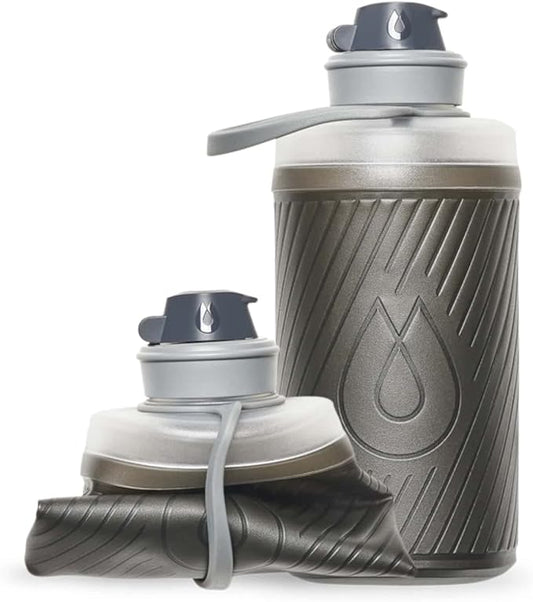 Hydrapak Flux - Collapsible Backpacking Water Bottle (750 ml) - BPA Free, Ultra Light, Spill-Proof Twist Cap - Mammoth Grey