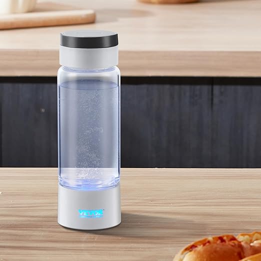 VEVOR Hydrogen Water Bottle, Hydrogen Water Bottle Generator up to 2000 ppb, 380ml Portable Hydrogen Water Machine, SPE Technology hydrogen water generator with Nasal Inhalation Tube and Self-Cleaning