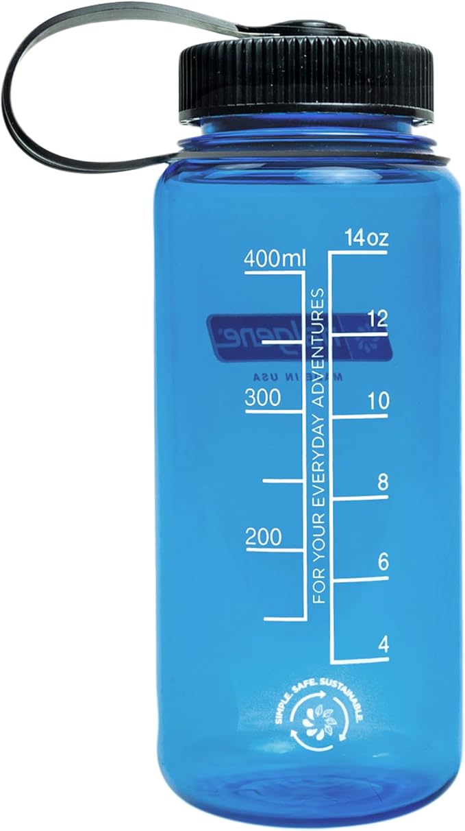 Nalgene Sustain Tritan BPA-Free Water Bottle Made with Material Derived from 50% Plastic Waste, 16 OZ, Wide Mouth, Slate Blue