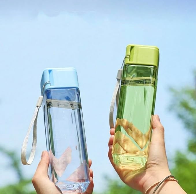 500ml LASSY Clear Trendy Aesthetic Water Bottle with Wristlet, Stainless Steel, for Sports, Travel, Gym (White), Aqua