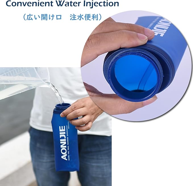 TRIWONDER TPU Soft Folding Water Bottles BPA-Free Collapsible Flask for Hydration Pack - Ideal for Running Hiking Cycling Climbing (600ml/20.29oz)