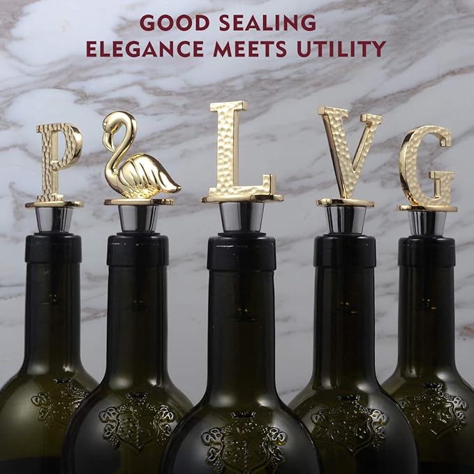 Miicol Wine Bottle Stopper, Prosecco Stopper, Gold Wine Stopper, Personalised Champagne Stopper, Initial Wine Stopper, Funny Prosecco Gift, Wine Lovers Gift, Kitchen Decor, Letter L