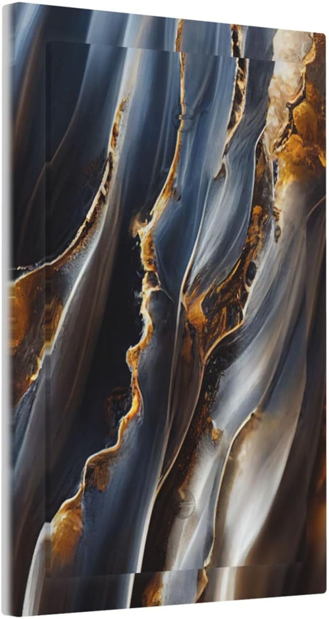 Gradient Abstract Ripple Blue Gold Marble Printed 1 Gang Light Switch Covers No Device Wall Plate Decorative Blank Switchplate Electrical Faceplate for Kitchen Bathroom Bedroom Decor