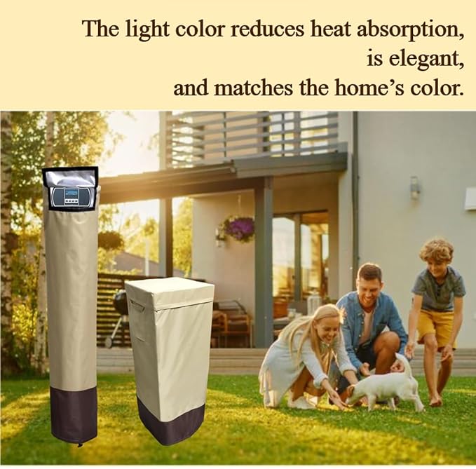 Water Softener Covers for Outside Units,Filter Tank Cover(14D×64''H)Brine Tank Cover(16D×44''H),Water Softener Cover Outdoor,All-Weather Protection,Cover for Water Softener Outside,Beige&Tan