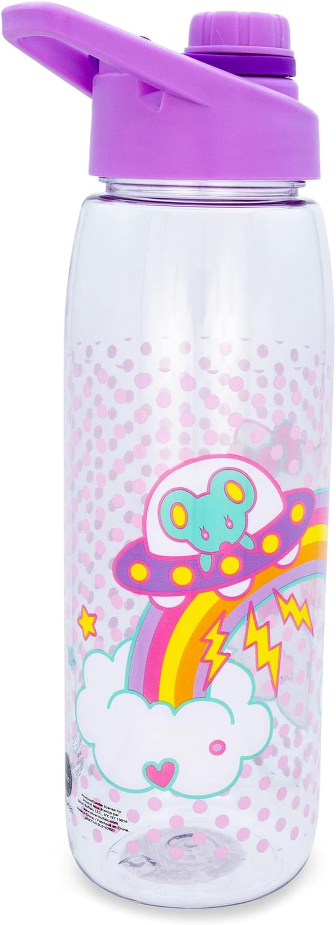 Silver Buffalo Sanrio Hello Kitty and Joey Mouse Rainbow Plastic Water Bottle With Screw-Top Lid | BPA-Free Plastic Sports Jug With Leakproof Lid | Holds 28 Ounces