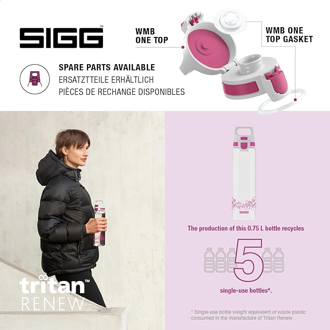 SIGG - Tritan Renew Transparent Water Bottle - Total Clear ONE MyPlanet - For Carbonated Beverages - Dishwasher Safe - With Fruit Strainer - Leakproof & Lightweight - BPA Free - 17 Oz / 25 Oz / 51 Oz