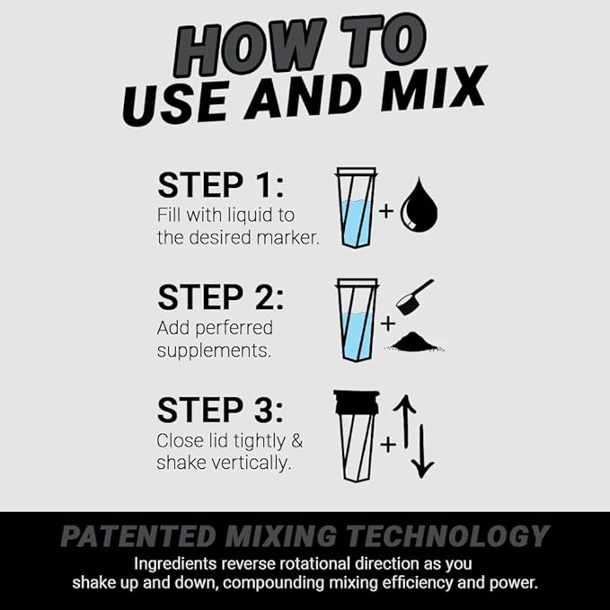 HELIMIX 1.5 Vortex Blender Shaker Bottle Holds Upto 20oz | No Blending Ball or Whisk | USA Made | Portable Pre Workout Whey Protein Drink Shaker Cup | Mixes Cocktails Smoothies Shakes | Top Rack Safe