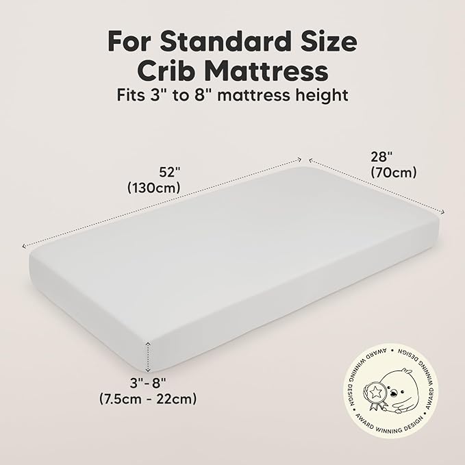 2-Pack Organic Crib Sheets for Boys, Girls - Jersey Fitted Crib Sheet, Baby Crib Sheets Neutral, Crib Mattress Sheet, Cotton Crib Sheets, Breathable Crib Sheet, Baby Mattress Sheets(French Gray)