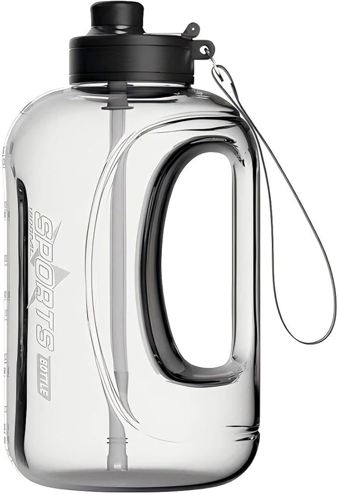 Liquid Sports Water Bottle with Strap and Handle for Running Cycling Hiking Swimming Beach Camping Gym Fitness Yoga Weightlifting, Black, FD9E336