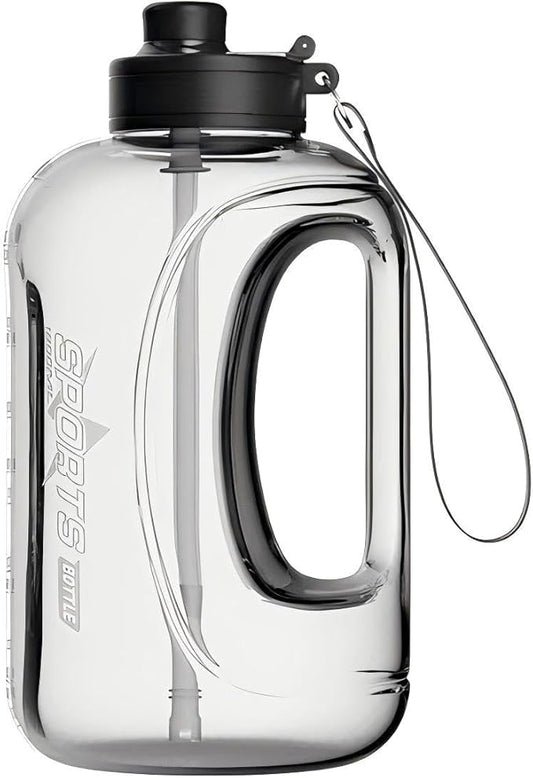 Liquid Sports Water Bottle with Strap and Handle for Running Cycling Hiking Swimming Beach Camping Gym Fitness Yoga Weightlifting, Black, FD9E336