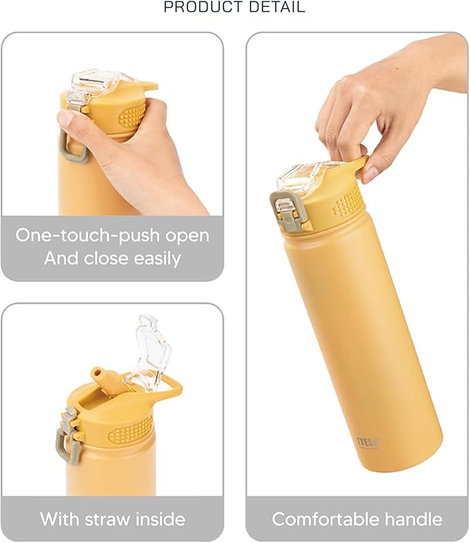 TYESO Water Bottle with Carrying Handle Lid | Insulated Stainless Steel Thermos | Travel Water Bottles for Gym & Sports | Leak Proof & BPA Free | All Day Collection | 25oz (Sky Blue)