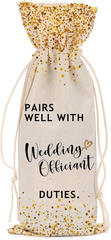 Officiant Gifts Bridal Shower Gifts Wedding Wine Bag Engagement Gifts for Couples Honeymoon Gifts for Women Men Friend Coworker Bestie Bachelorette Party Wine Bags