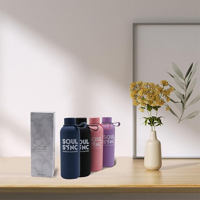 SoulSync Workout Essentials Thermal Water Bottle (Purple)