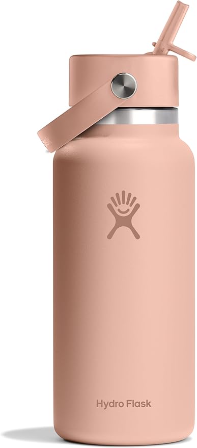 HYDRO FLASK Wide Mouth vacuum insulated stainless steel water bottle with leakproof closeable straw lid for cold water drinks, sports, travel, car and school
