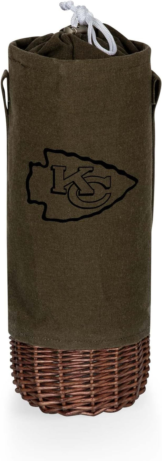 PICNIC TIME NFL Unisex-Adult NFL Malbec Insulated Canvas and Willow Wine Bottle Basket