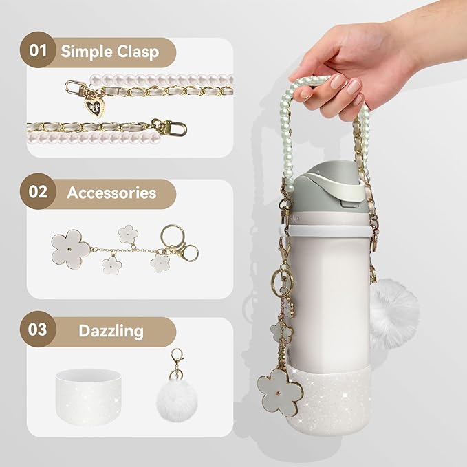 Water Bottle Handle Strap Compatible for Owala Accessories Compatible for Owala Boot Compatible for Owala Charms- Convenient, Stylish & Durable Hydration Solution for On-the-Go 24oz 32oz