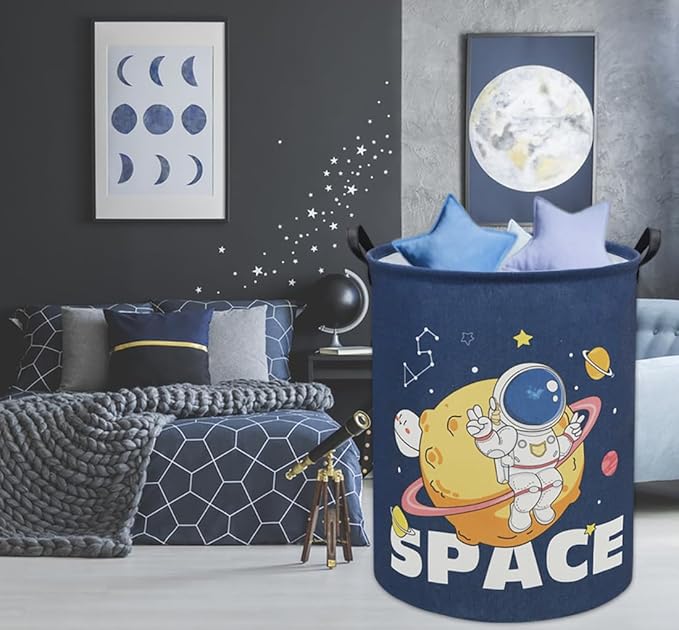 Astronaut Kids Laundry Basket Baby Hamper Space Astronaut Toy Storage Bin for Boys Room Decor Baby Nursery Hamper Gift Baskets for Bedroom Bathroom(Space Astronaut)