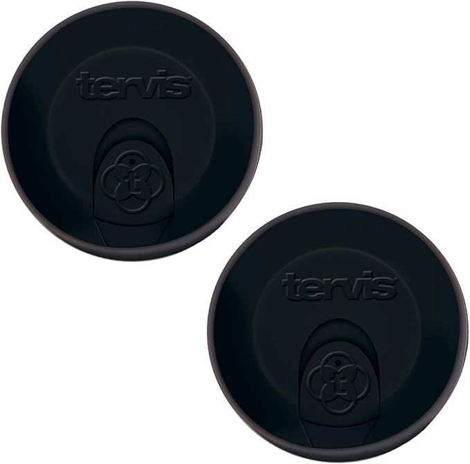 Tervis Travel Lid Made in USA Double Walled Insulated Tumbler Travel Cup Keeps Drinks Cold & Hot, Fits 24oz Tumblers & 16oz Mugs - 2pk, Black