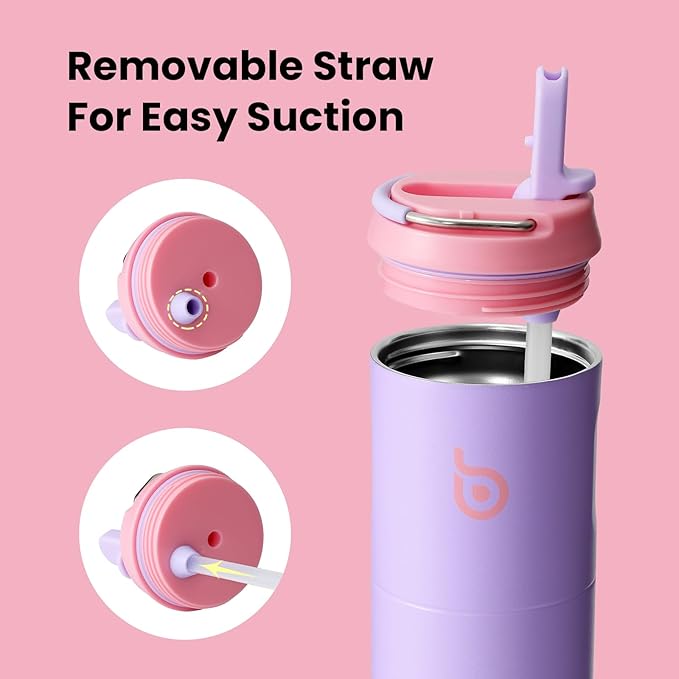 BOTTLE BOTTLE Insulated Water Bottle 24oz with Straw Lid and Handle for Sports Travel Gym Stainless Steel Water Bottles Double-Wall Vacuum Metal Thermos Bottles Leak Proof BPA-Free