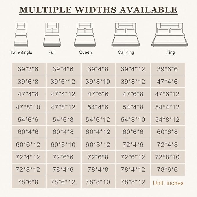 Mattress Extender, Bed Gap/Space Filler, Headboard Pillow Between Headboard and Mattress or Wall, High-Density Foam with Removable Cover（Light Grey-Queen-60 * 6 * 8in）