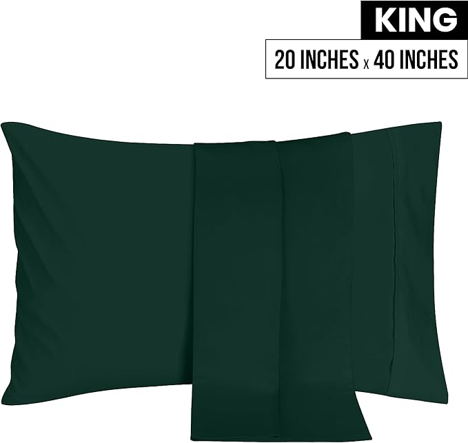 Utopia Bedding King Pillow Cases - 2 Pack - Envelope Closure - Soft Brushed Microfiber Fabric - Shrinkage and Fade Resistant Pillow Covers 20 X 40 Inches (King, Emerald)