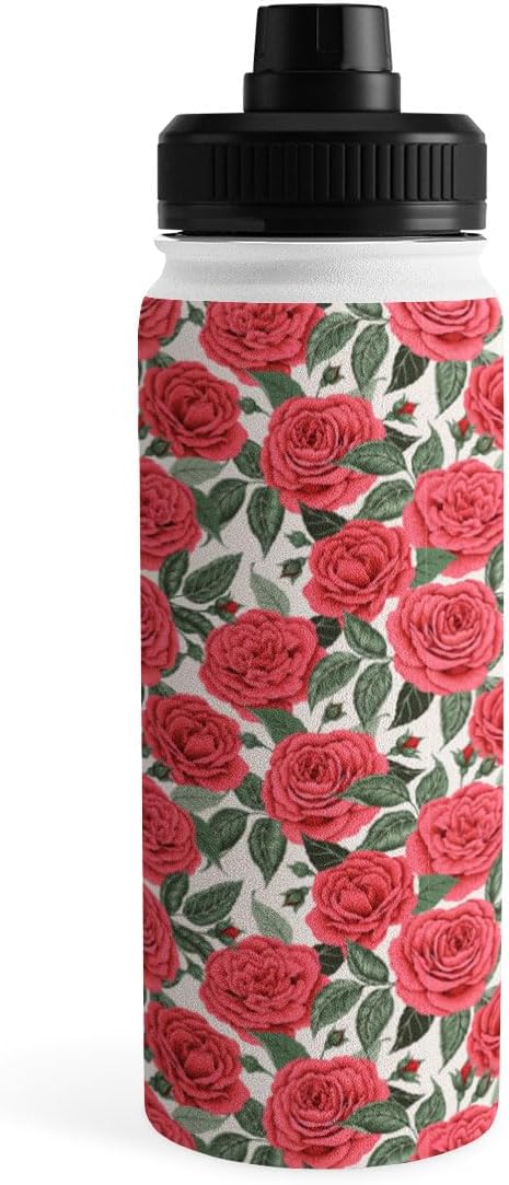 Deny Designs Water Bottle, Sport Lid 18 oz, Avenie A Realm Of Red Roses