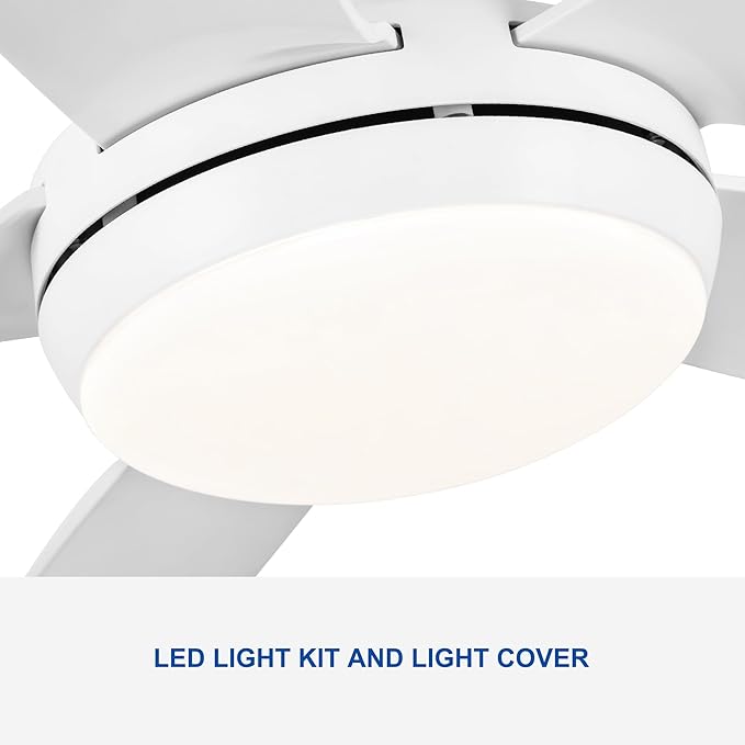 NicBex Ceiling Fan 56 Inch Modern Ceiling Fans with Integrated LED Light and Remote Control Double Finish Ceiling Fan with 5 ABS Blades for Living Room, Bedroom, White