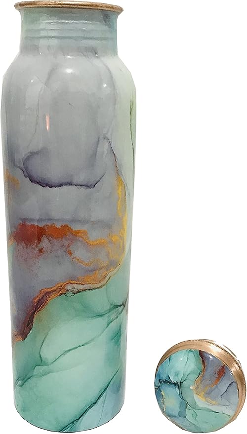 Kunal Green Copper Water Bottle 34 Oz,Joint Free-Ayurveda Health For Travelling Purpose Copper Vessel for Drinking Water Bottle, Yoga, Christmas Gift,Birthday Gift, Wedding Gift- Capacity 1000 Ml