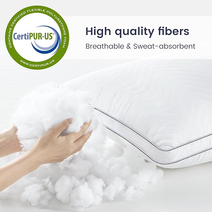 Maxzzz Bed Pillows Standard Size Set of 2, Fluffy Pillows for Back, Stomach or Side Sleepers, Luxury Hotel Quality, White(18x25 inch)