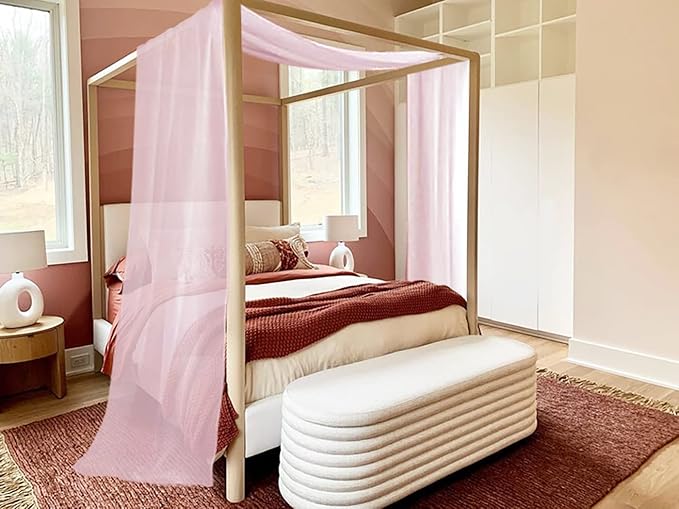 Fragrantex Pink Sheer Scarf Curtain for Canopy Bed Lightweight Soft Chiffon Fabric Decorative Scarf Swage Valance for Window Kids Room Wedding Party Arch 52" Wx256 L 7 Yards,1 Panel,Blush