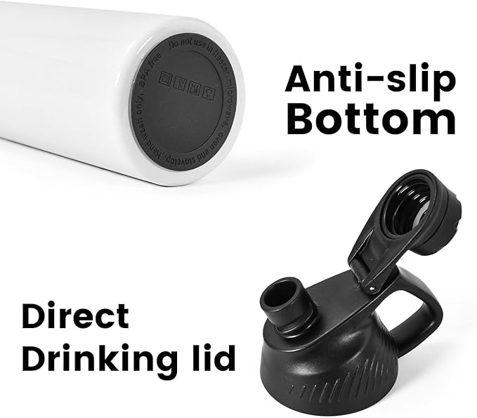 AGH 20 oz Sublimation Sports Water Bottle Blanks with Straw & Handle Lid Straight Tumblers Stainless Steel Metal Vacuum Insulated Flask for Glitter Vinyl, Sport Outdoor Travel 8pcs