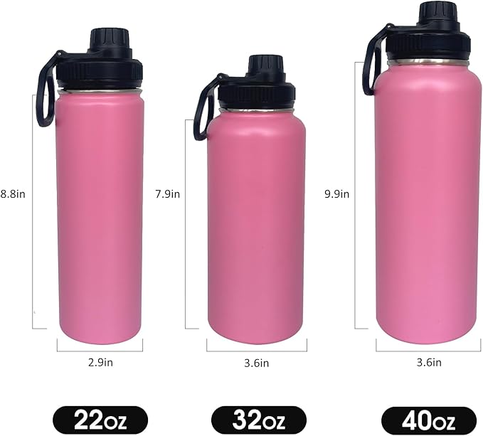 8pack 32 oz Insulated Water Bottle With Straw, Stainless Steel Sports Water Cup Flask with 2 Lids, Wide Mouth Travel Thermal Mug,Combining Colors